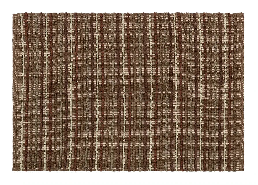 THE HOME TALK Handmade Stripes Cotton Rug | Water-Absorbent | for Bathroom, Entrance Door, Kitchen, Entry Gate, Living Room | Machine Wash | Anti-Skid | 60 x 90 CM | Brown